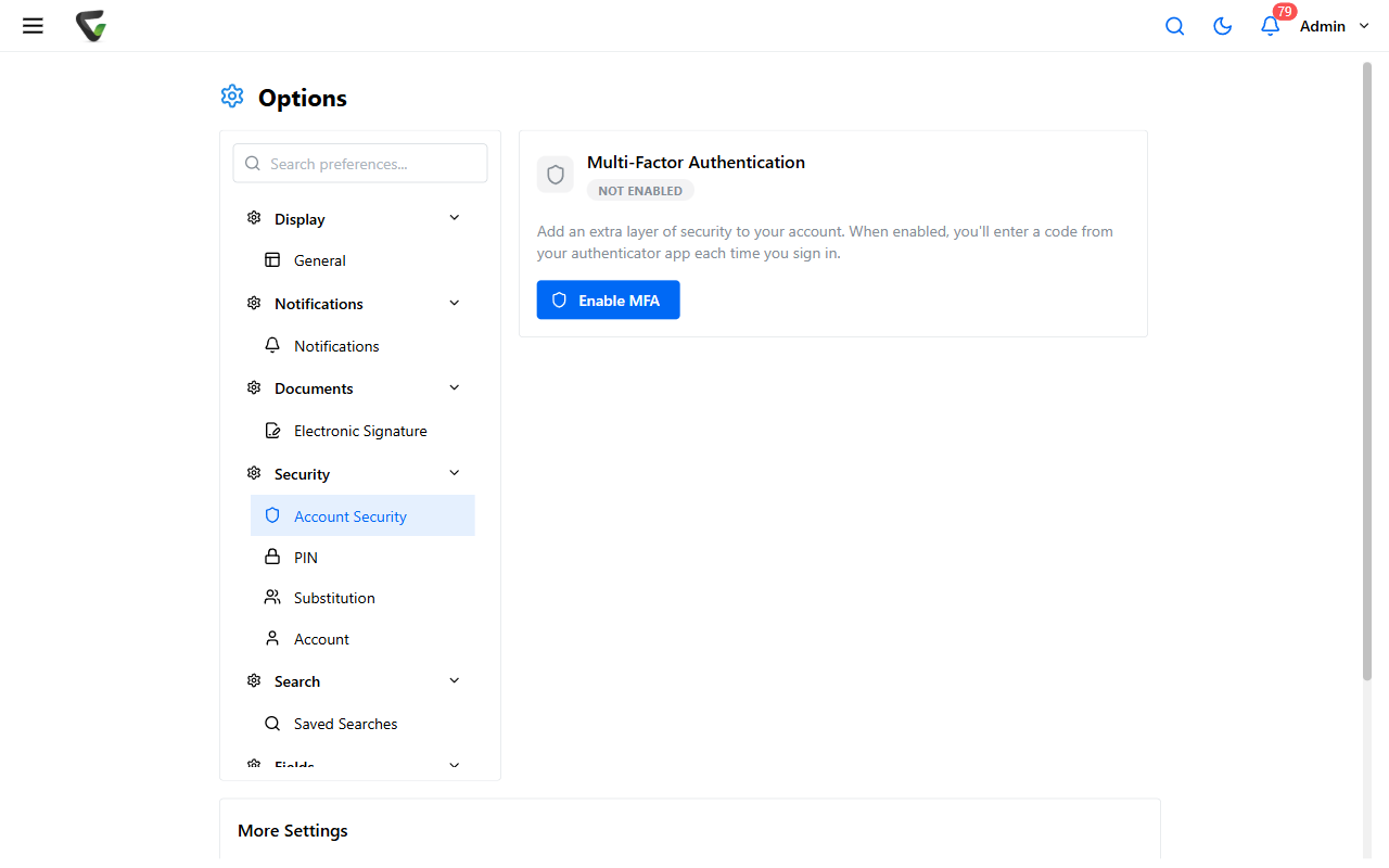 The Account Security page