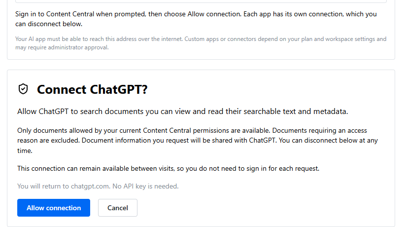 The Connect ChatGPT? approval