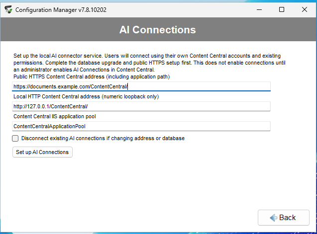 Configuration Manager's AI Connections page