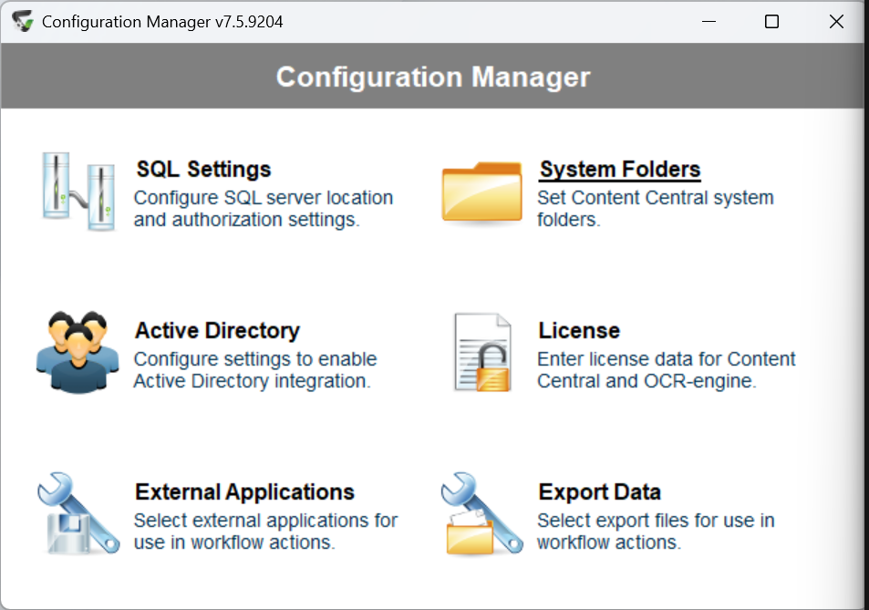 Configuration Manager on the server