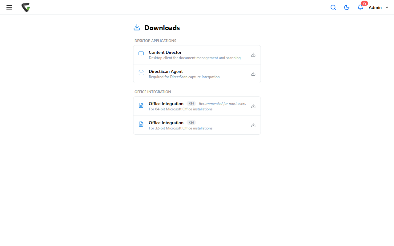 The Downloads page