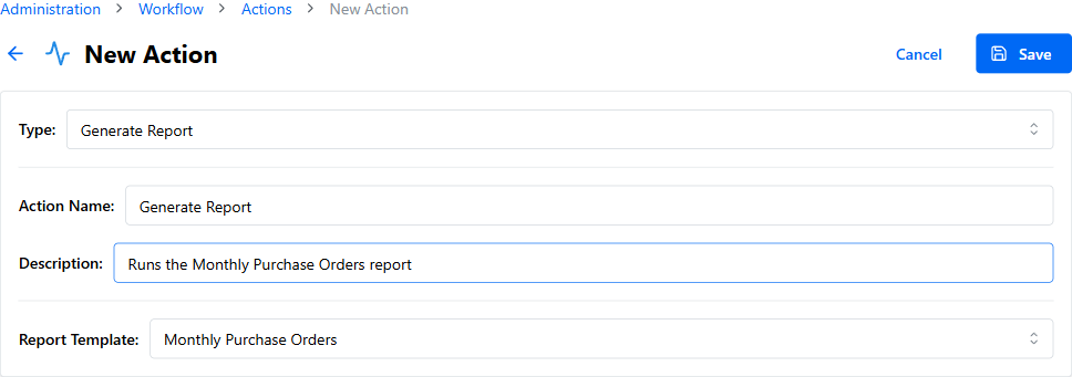 The Generate Report action