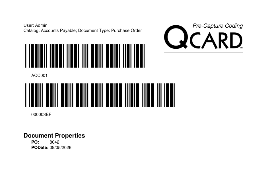 A generated QCard sheet