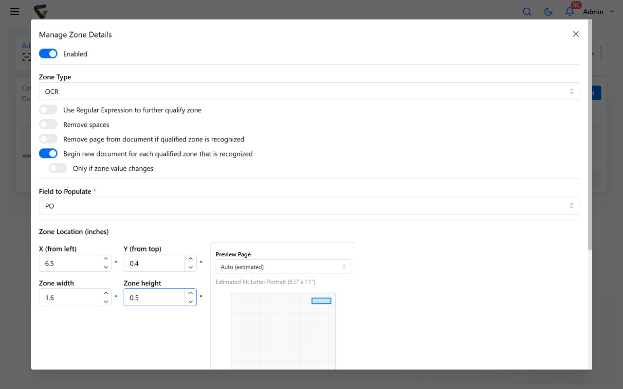 The Manage Zone Details dialog